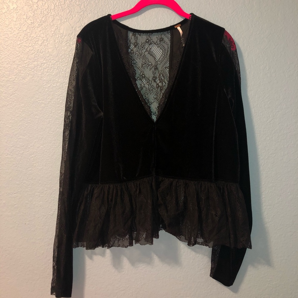 Free People Velvet and Lace Top L